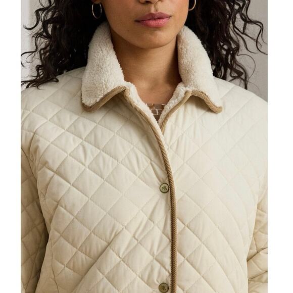 NEW Lauren Ralph Lauren Moda Cream Quilted Corduroy Trim Jacket Plus Size XXL - Picture 4 of 16